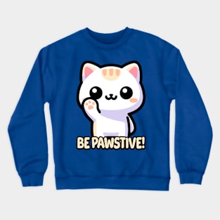 Be Pawsitive! Cute Cat Pun Crewneck Sweatshirt